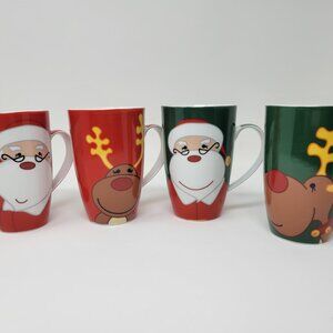 Maxwell Williams Rudolph and Santa Christmas Mugs in Gift Box NIB